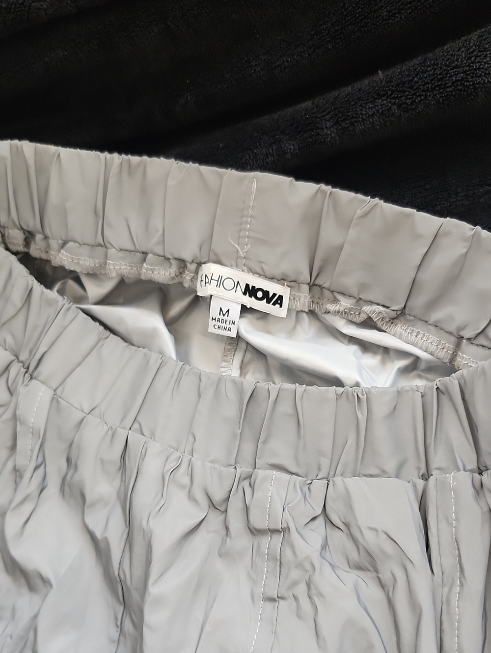 Fashion Nova Adult Light Gray Reflective Elastic Waist Joggers